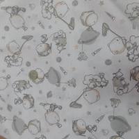 Tissu coton blanc imprime enfant ton gris72