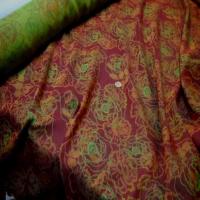Tissu coton melange ton anis bordeaux2