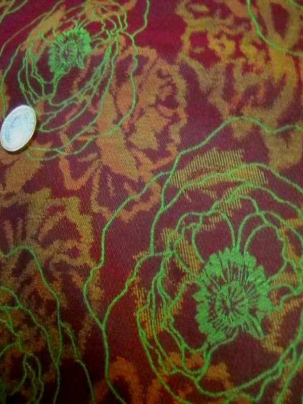 Tissu coton melange ton anis bordeaux