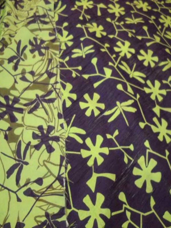 Tissu coton melange ton anis violet1