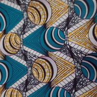 vente de tissu coton Wax motifs Africain ton blanc ,bleu ,jaune sur Marseille