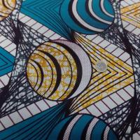tissu coton Wax motifs Africain ton blanc ,bleu ,jaune