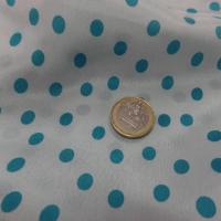 Tissu crepe de soie blanc a pois bleu en 1 27m de large en ligne