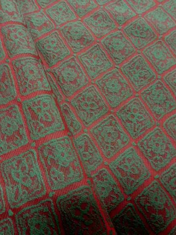 Tissu d ameublement faconne brique vert