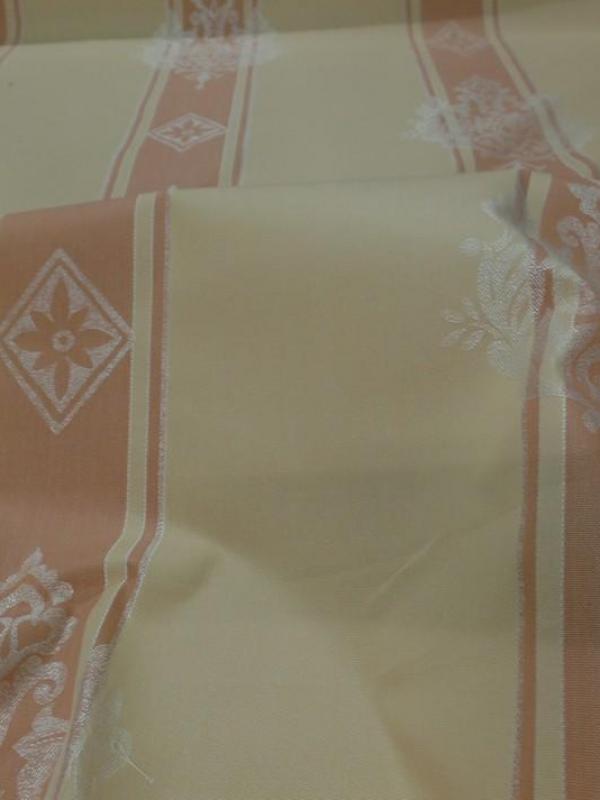 Tissu jacquard a bandes beige saumon blanc