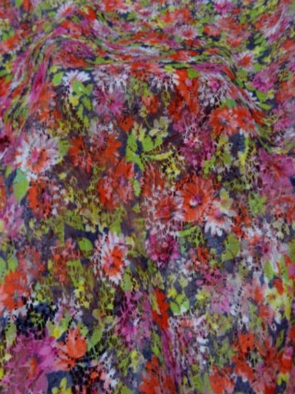 Tissu dentelle imprime