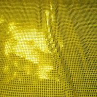 Tissu jaune a paillettes ronde dore