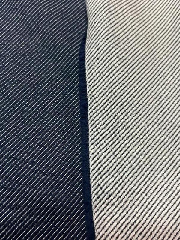 Tissu jean double face blanc et bleu