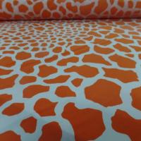 Tissu lycra double face imprimé girafe ton orange et blanc