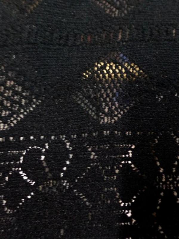 Tissu  maille lycra noire façonné dentelle