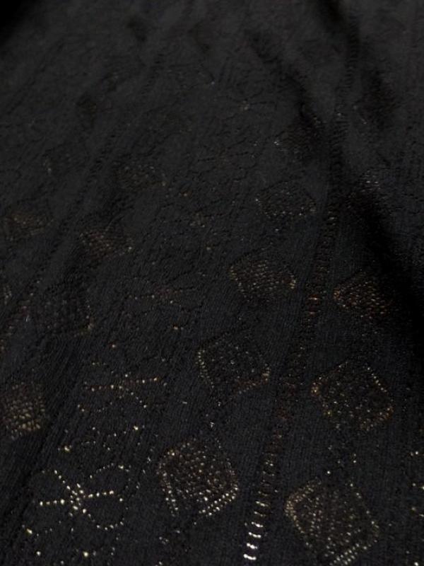 Tissu  maille lycra noire façonné dentelle