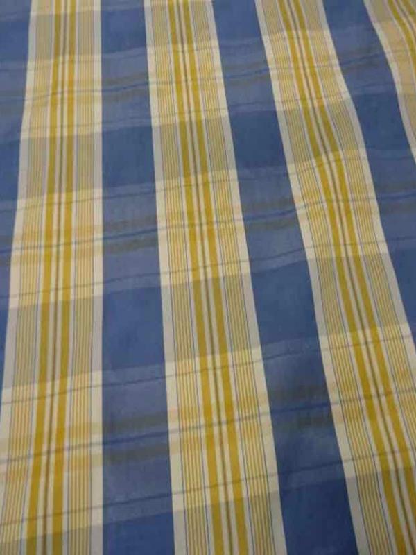 Tissu ottoman bleu a rayures blanc dore