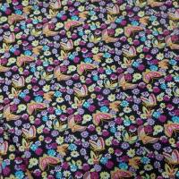 vente de tissu popeline coton 100% noire imprimé papillon ton jaune ,rose ,bleu