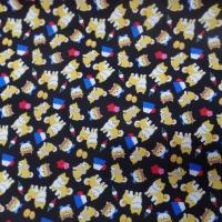 achat tissu popeline coton noir imprimé chats