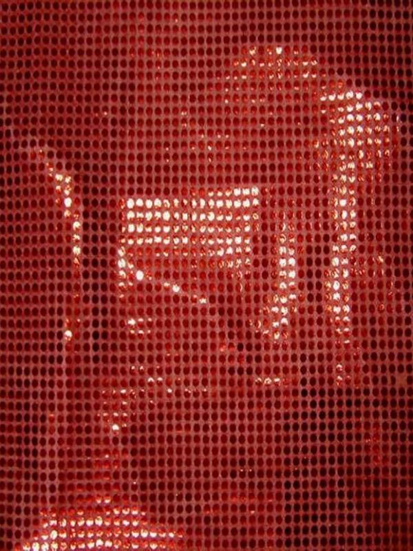Tissu rouge a paillettes ronde rouge