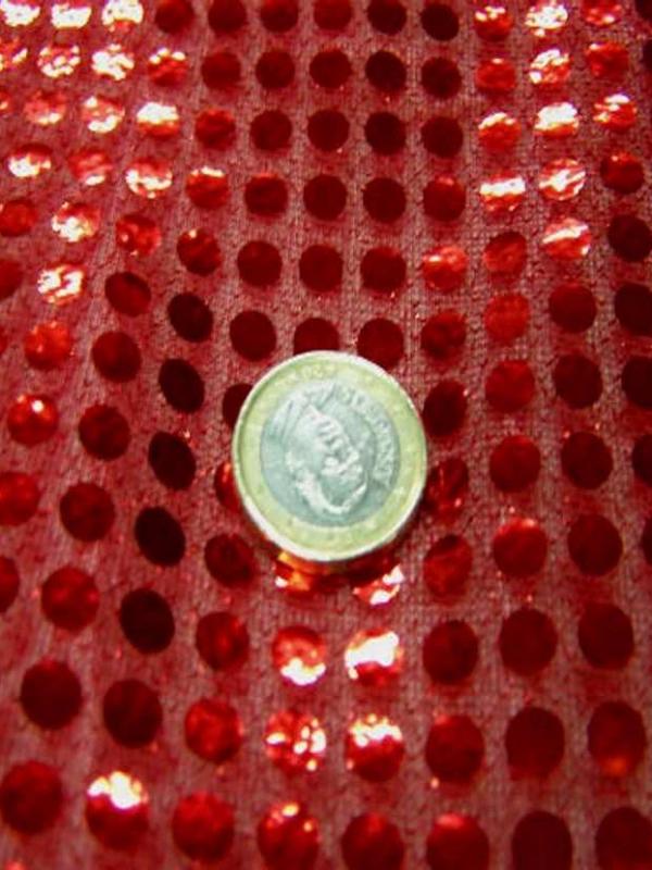 Tissu rouge a paillettes ronde rouge