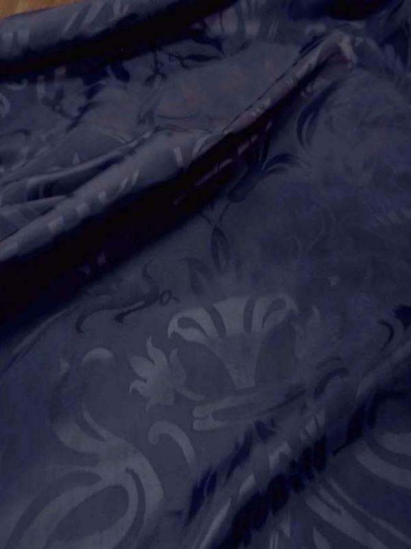 Tissu satin d ameublement faconne ton bleu