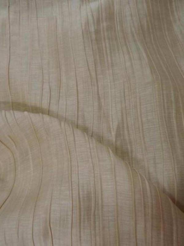 Tissu soie melange plisse ton beige