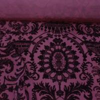 Tissu taffetas rose fuchsia floque velours noir, costume d'arlésienne