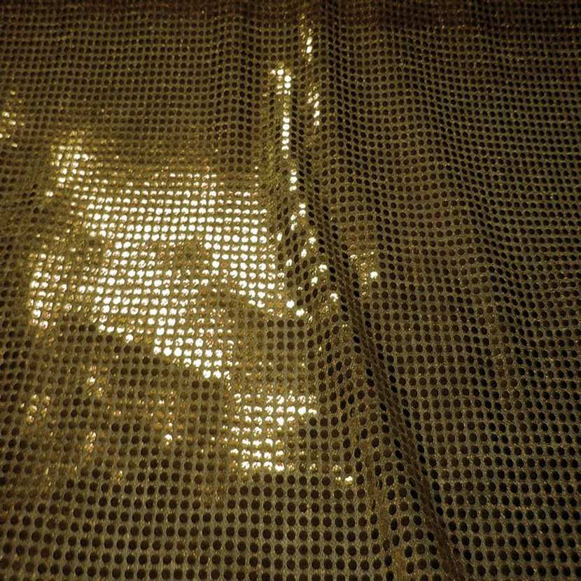 Tissu vieil or a paillettes ronde dore