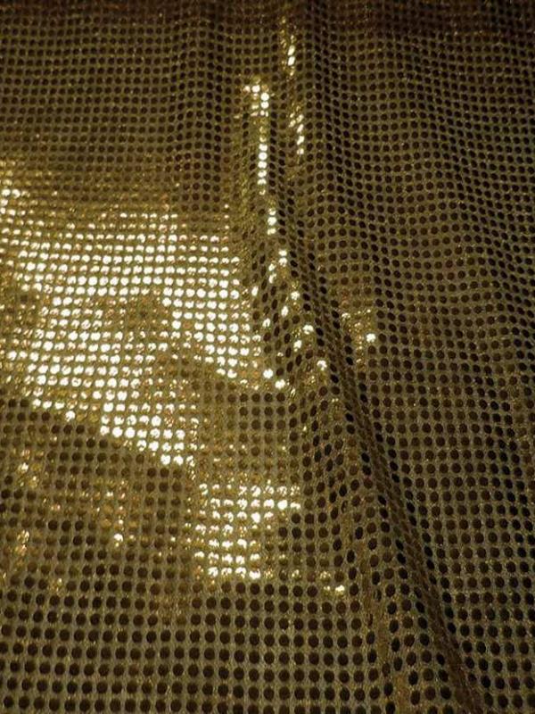 Tissu vieil or a paillettes ronde dore