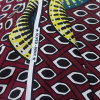 Tissu wax bordeaux imprime ton bleu noir jaune08