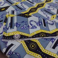 achat Tissu wax imprimé bleu ,jaune ,noir