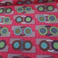 Véritable super waxam french fashion rose a motifs rond ton blanc bleu vert bordeaux