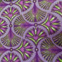 Tissu wax super waxam ton prune blanc et vert anis