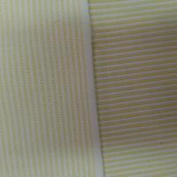 Toile coton a fine rayures jaune et blanc