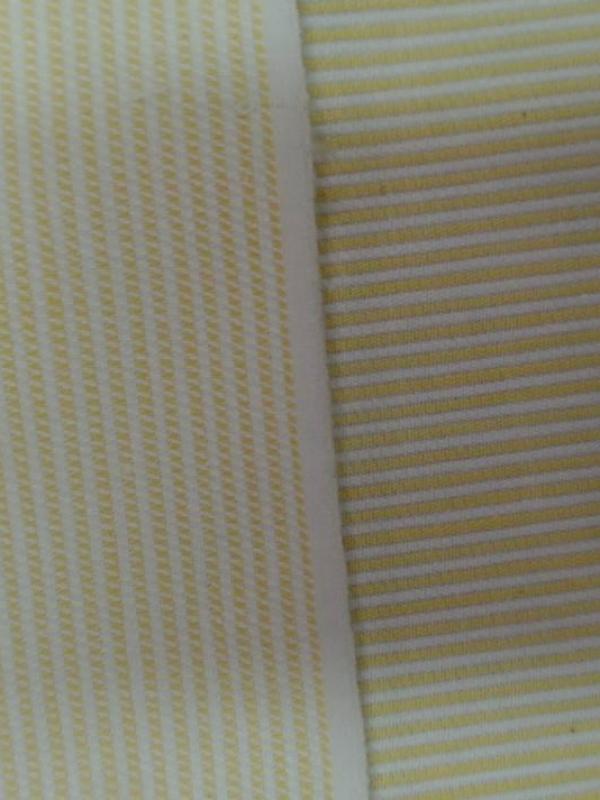 Toile coton a fine rayures jaune et blanc