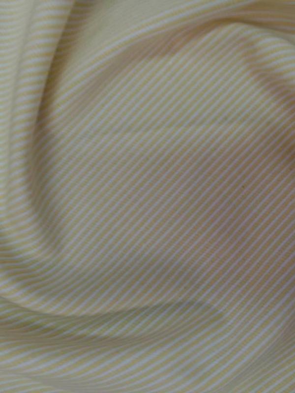Toile coton a fine rayures jaune et blanc