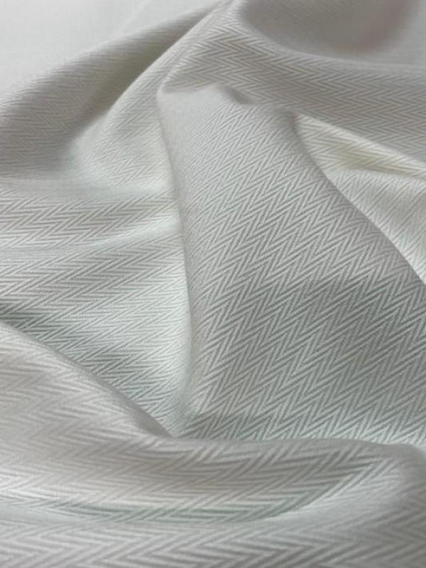 Toile coton blanc tissé motifs chevron