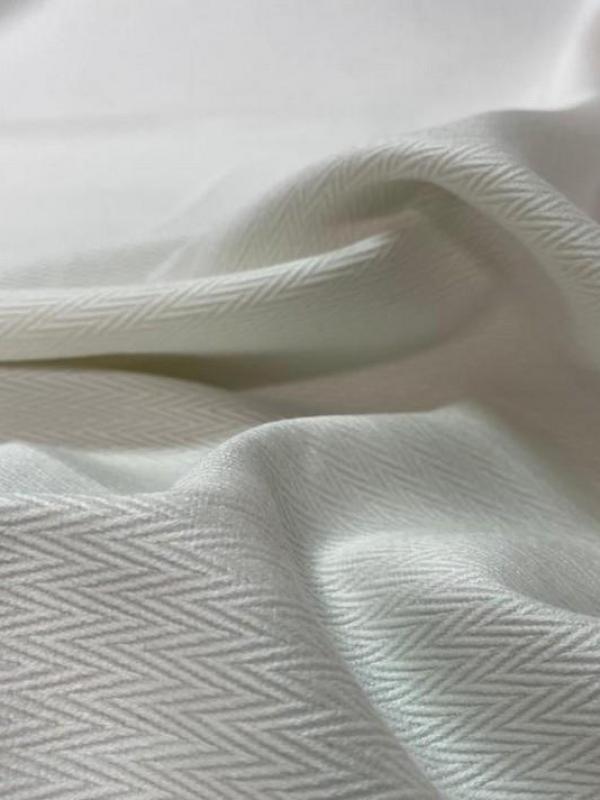 Toile coton blanc tissé motifs chevron