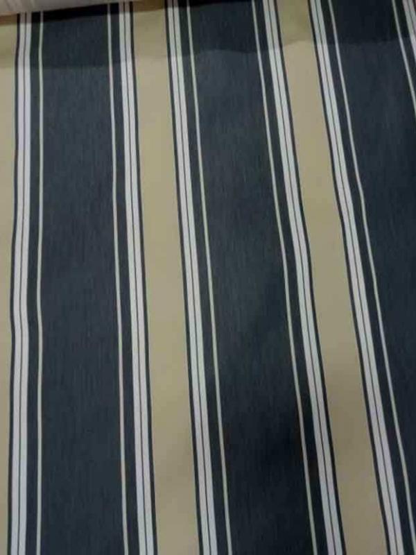 Toile coton d ameublement beige a rayures grise