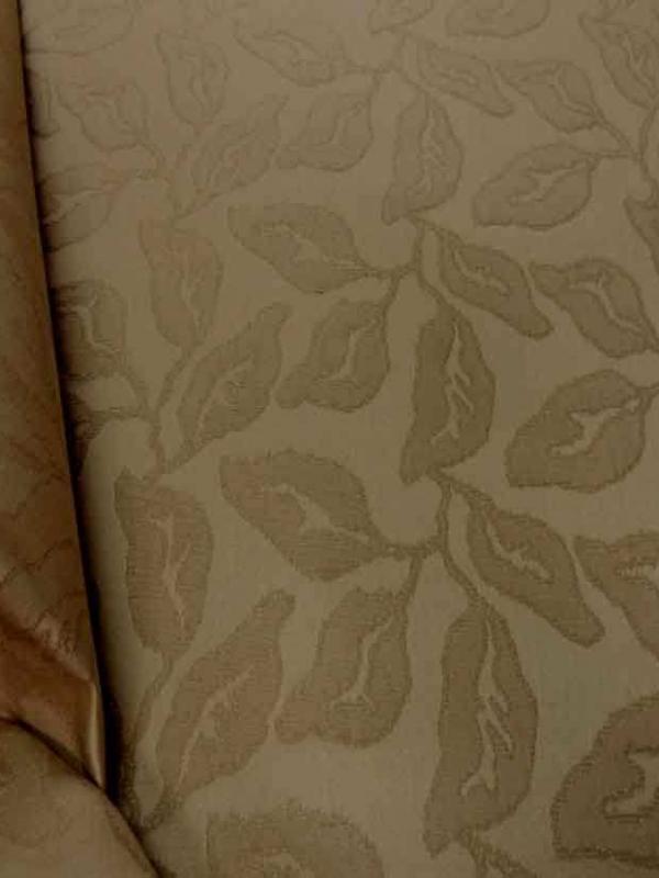 Toile coton d ameublement beige faconne fleurs