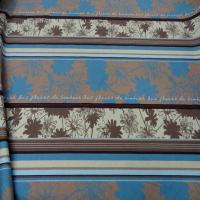 Toile coton imprime a motifs beige marron bleu