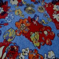 Toile coton imprime ton rouge bleu