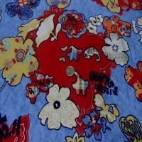 Toile coton imprime ton rouge bleu2