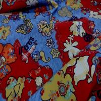 Toile coton imprime ton rouge bleu6