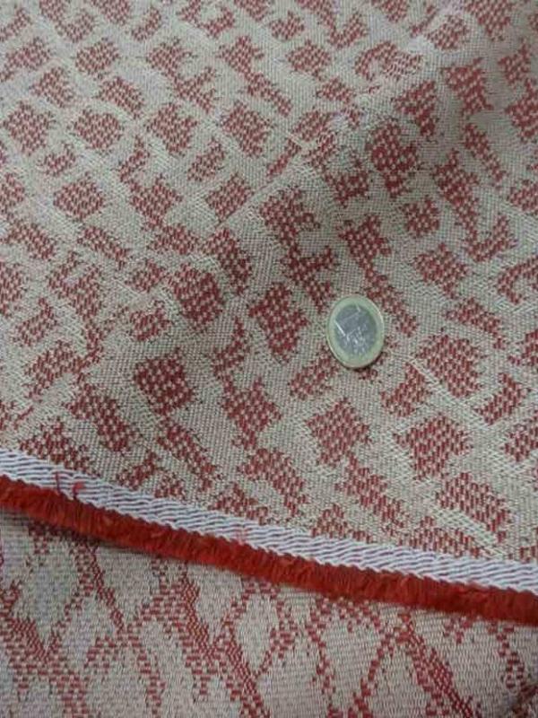 Toile d ameublement beige rouge1