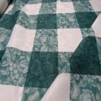 Toile de coton damasse imprime blanc vert en 3m de large5 1