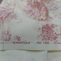 Toile de jouy blanc casse et rouge en satin coton romantique 3