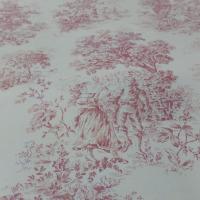 vente de Toile de jouy blanc cassé et rouge en satin coton romantique en ligne