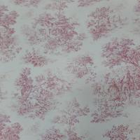 vente de Toile de jouy blanc cassé et rouge en satin coton romantique sur Marseille