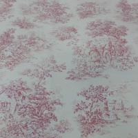vente de Toile de jouy blanc cassé et rouge en satin coton romantique pas cher