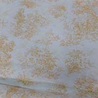 Toile de Jouy blanc cassé satin coton motifs romantique jaune safran