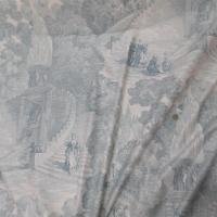 vente tissu Toile de jouy satin coton blanc cassé et vert