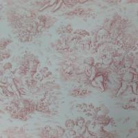 Tissu Toile de jouy satin coton blanc cassé bordeaux motifs les angelots pas cher