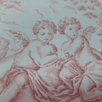 Tissu Toile de jouy satin coton blanc cassé bordeaux motifs les angelots en ligne